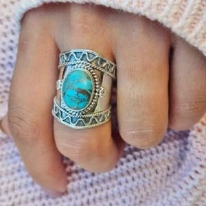 NEW Turquoise and Silver Wide Band Ring with Detail